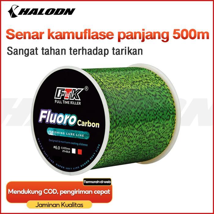 HALODN Senar pancing tenggelam serat karbon Leader tahan guncangan fluorocarbon FTK Senar