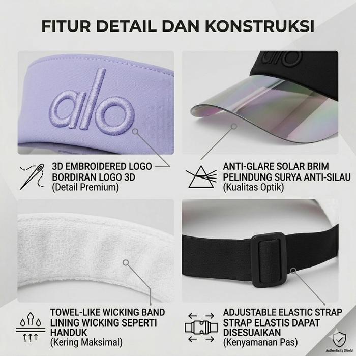 TERLARIS! [COD] ALO Solar Visor / 100% ORIGINAL Topi Alo yoga Bening Anti UV - 7 Pilihan Warna