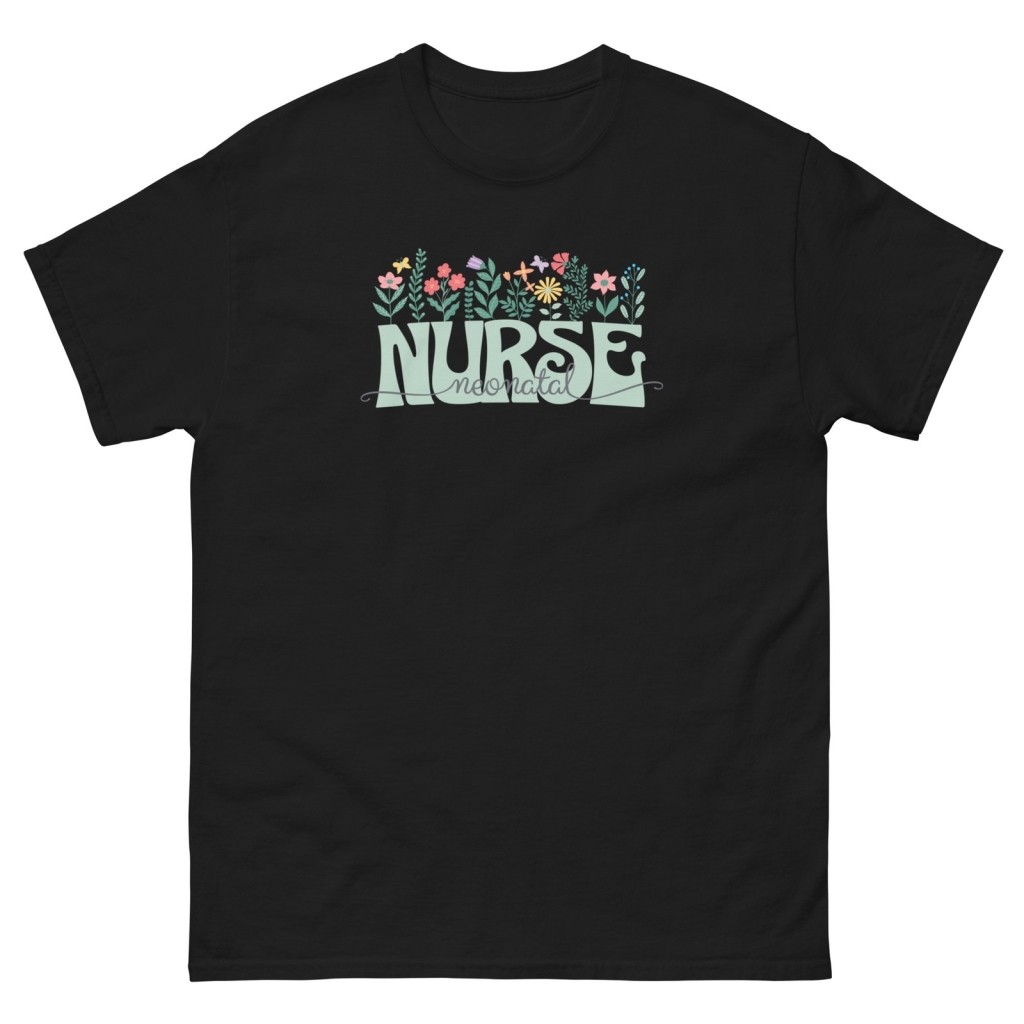 Kaos Oversize Nyaman Perawat Neonatal Bunga, Lengan Pendek Kasual, Original Murah
