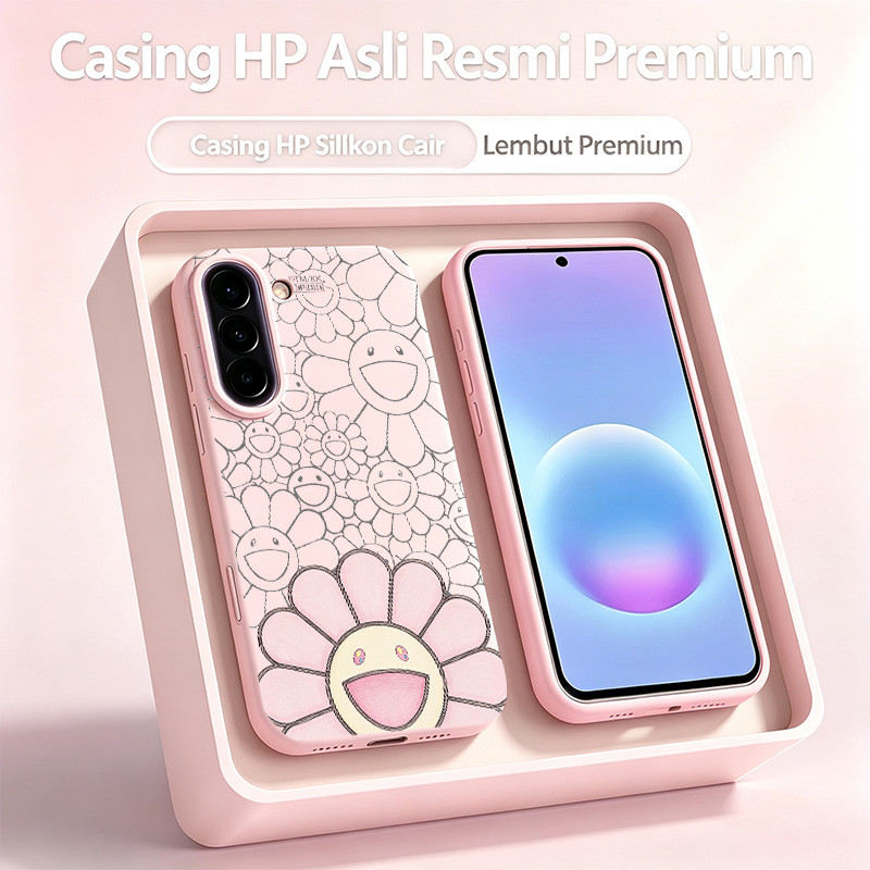 Minimal Takashi Murakami Silikon Bunga Matahari Casing Iphone 17 Pro Max 11 13 15 16 Plus 12 14 Casi