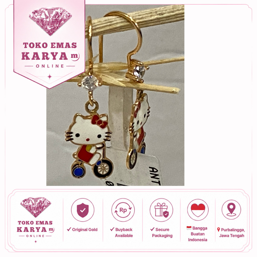 Anting Gondel Emas Asli 8k 375 Anak Perempuan Premium Tahan Karat Toko Mas Karya Model Tokoh Kartun 