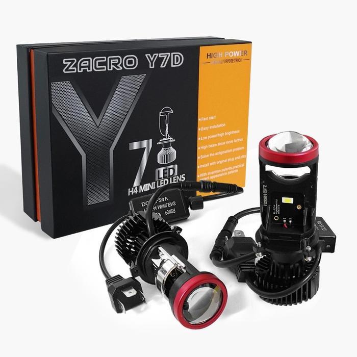 NEW - ZACRO LAMPU LED MOBIL DAN MOTOR H4 MINI PROJECTOR PROJIE Y7D SUPER BRIGHT 50 WATT / DENGAN