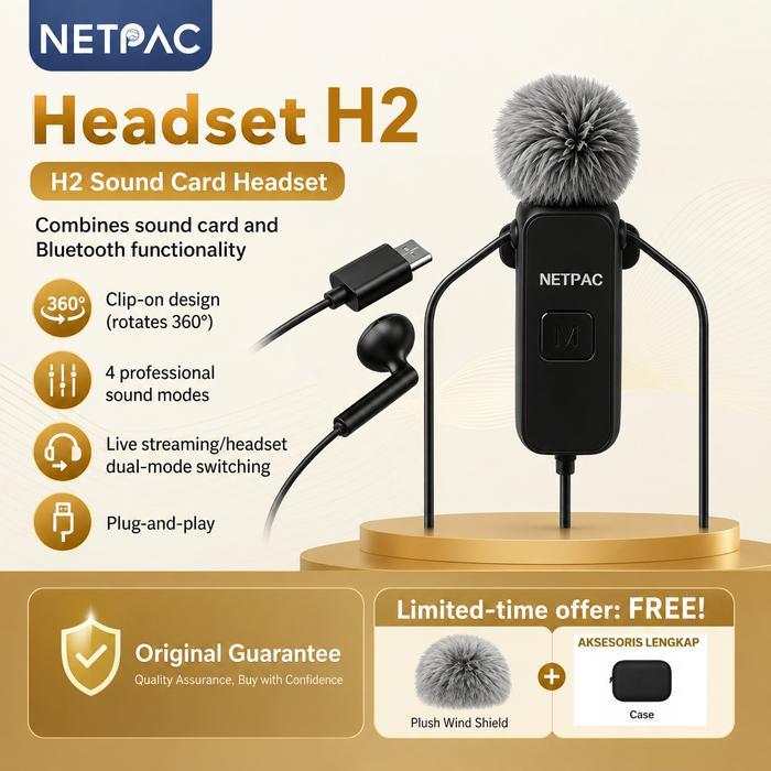 Sale Netpac H2 Wired Sound Card Mic Jepit Bluetooth Soundcard Audio Laptop Termurah