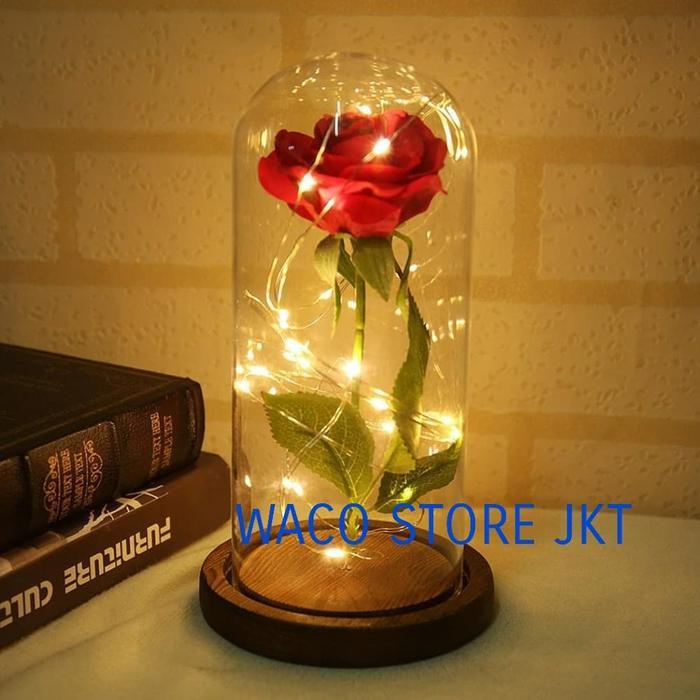 Balon Karakter Lucu Bunga Mawar Lampu Led Dekorasi Beauty And The Beast Rose Romantis Kado Balon