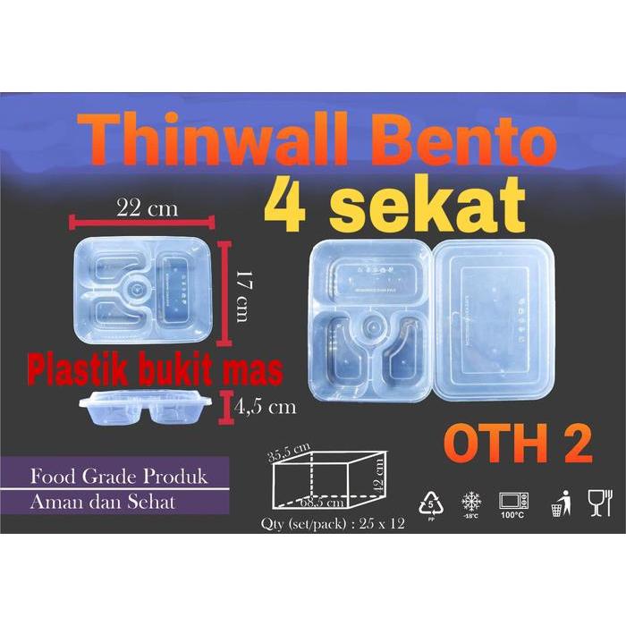 Mika bento thinwall sekat 4 box nasi kotak makan food container murah