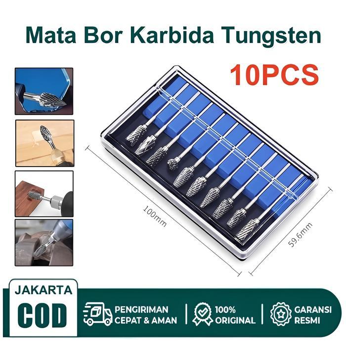 Set 10Pcs Mata Bor Tuner Cuner Porting Karbida Tungsten Untuk Mini Grinder Dan Bor Listrik