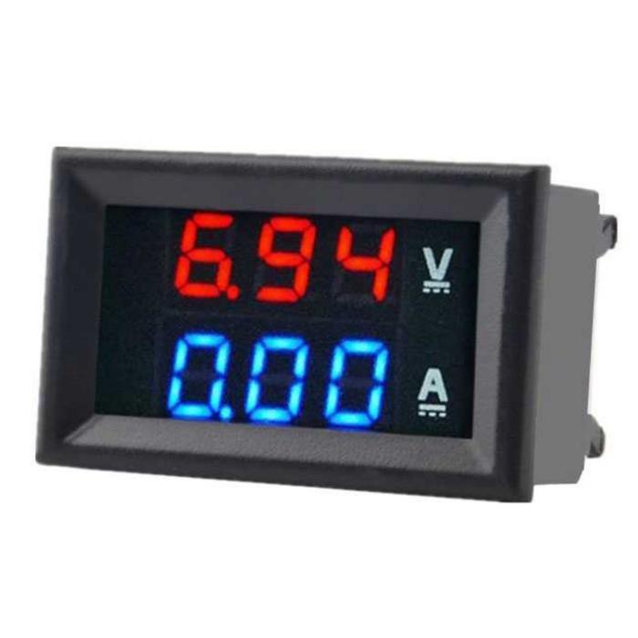 SALE Alat Pengukur Volt Dan Arus Amper Listrik 5V-100V DC 10A - Voltmeter Ampere Meter LED Digital