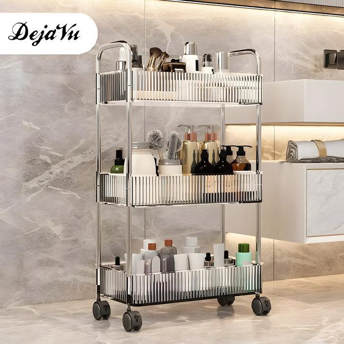 Premium Dejavu Rak Troli Susun Rak Susun Serbaguna Roda 2 Susun/3 Susun/4 Susun Rak Dapur Besi Rak
