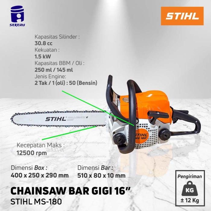 CHAINSAW STIHL MS 180 SENSO MS180 Gergaji Kayu 16 inch Bar GIGI