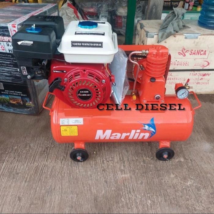Kompresor Angin 1/4hp MARLIN + Mesin Penggerak Bensin