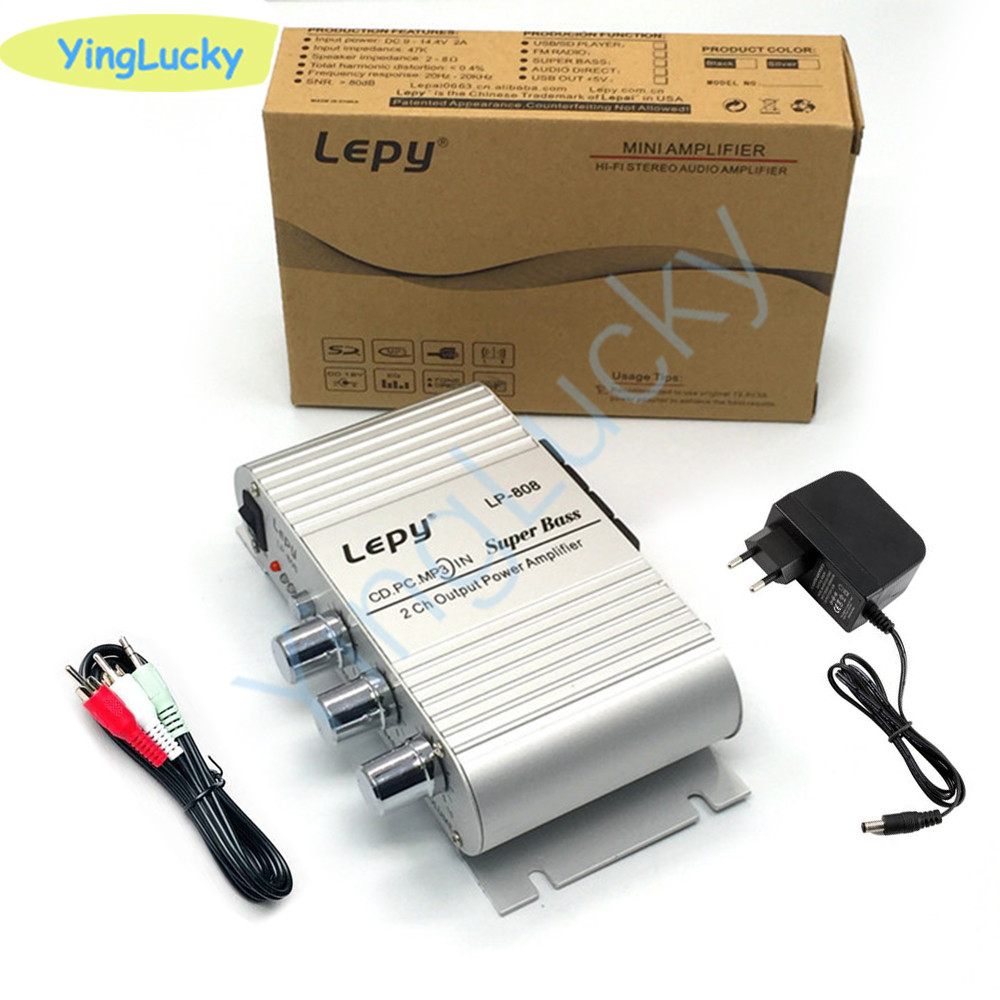 Arcade Amplifier LP-808 + Power Cable + Audio 12V3A, Mini, Digital, Hi-Fi, Car, Stereo, Bass