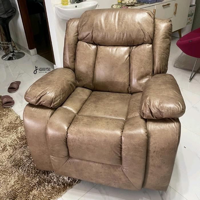 Norton Sofa Recliner + Rocking ( Ayun ) - Norton Brown, Fabric, Foam, Metal