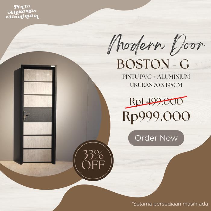 Boston G Door / Pintu Kamar Mandi / Alphamax Aluminium Ukuran 70X195Cm