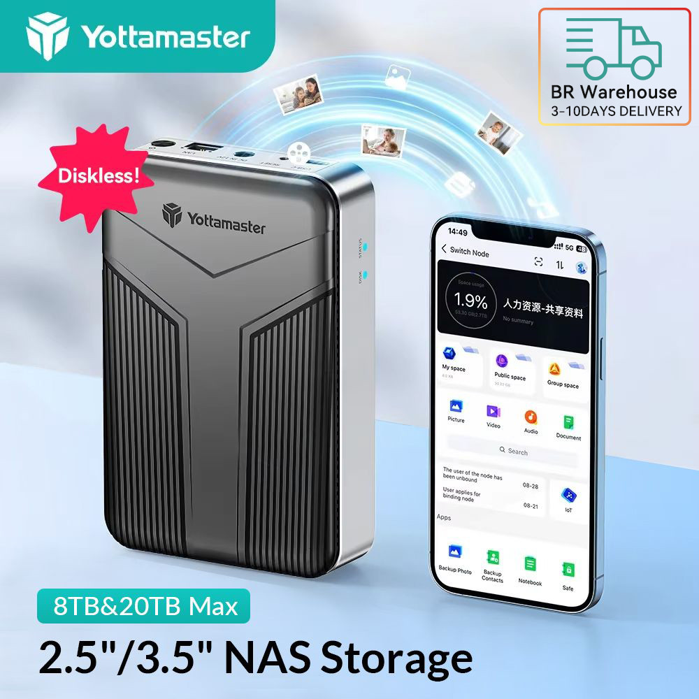Yottamaster2.5"/ 3.5" SATA HDD NAS Network Private Cloud Storage Hard Drive Enclosure Cloud Storage