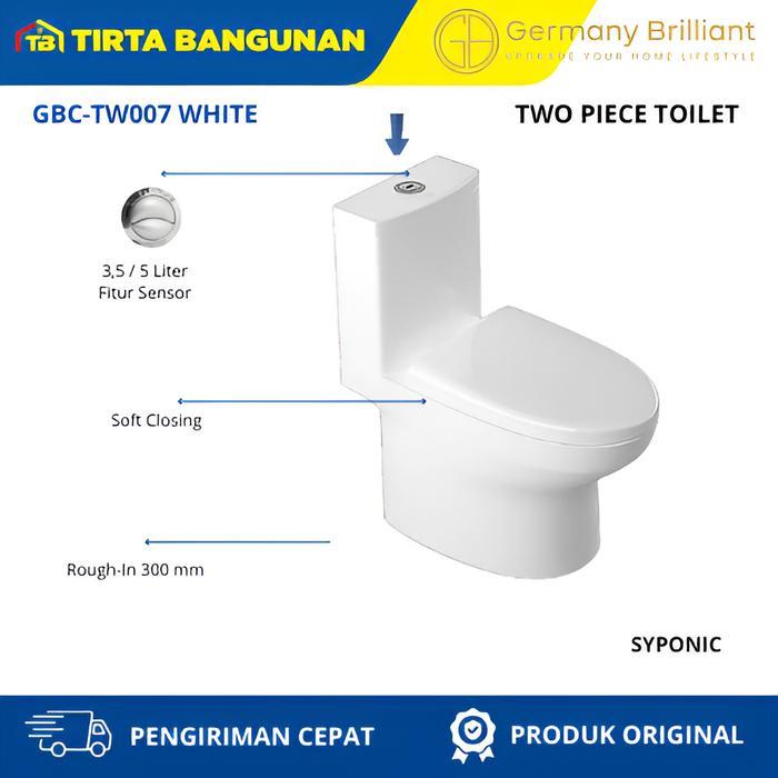 GERMANY BRILLIANT GBC TS005 SYPHONIC TWO PIECE TOILET KLOSET, WC DUDUK Putih