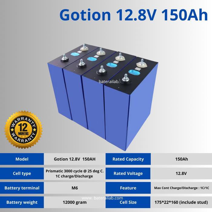 Baterai Lifepo4 12V 150Ah 3000 Cycle life Design life 10 tahun Untuk Solar Panel - 12V150Ah NONBMS