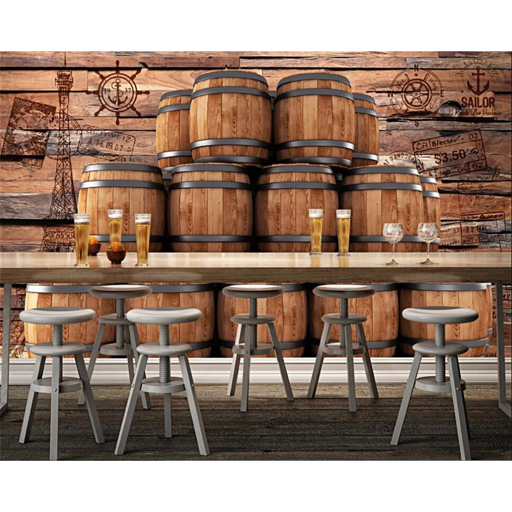 beibehang 3d wallpaper background wall behangWall sticker wallpaper European style beer dining lands