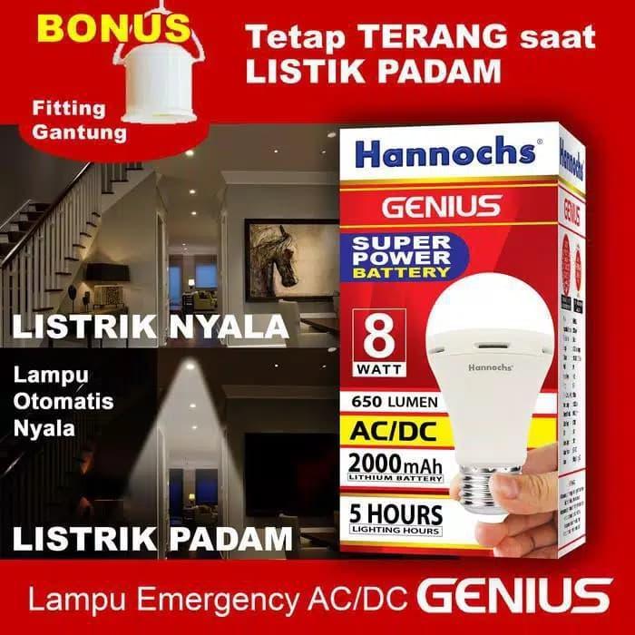 LAMPU EMERGENCY HANNOCH 8WATT / LAMPU LED HANNOCH GENIUS BULB