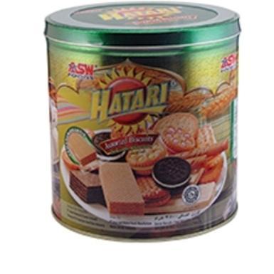 Biscuit HATARI Assorted kaleng 350/325gr per dus