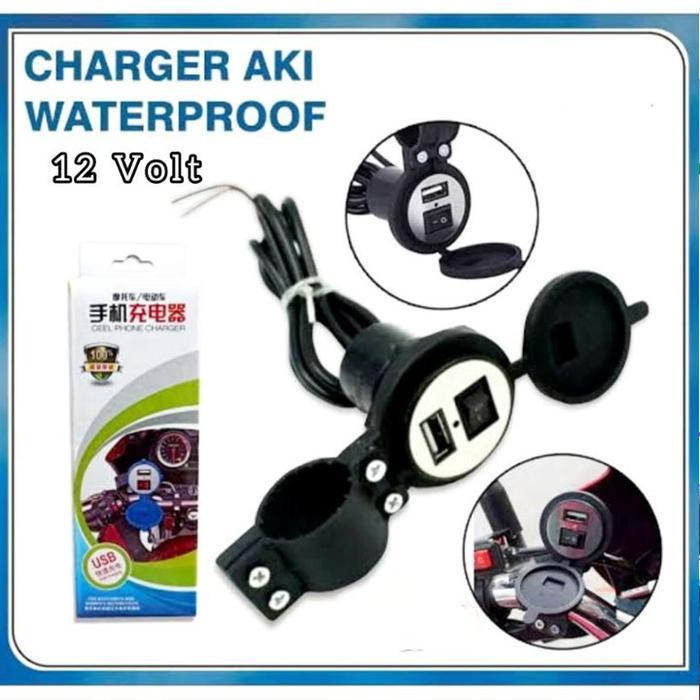 USB Charger Motor Waterproof Cas HP di motor Dengan Clamp / Bracket Stang Motor - Cas Hp Motor