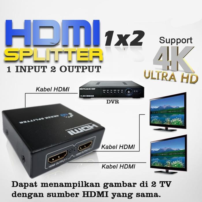 PROMO HDMI Splitter 2Port 4K ( paralel HDMI ke 2TV ) TERBARU