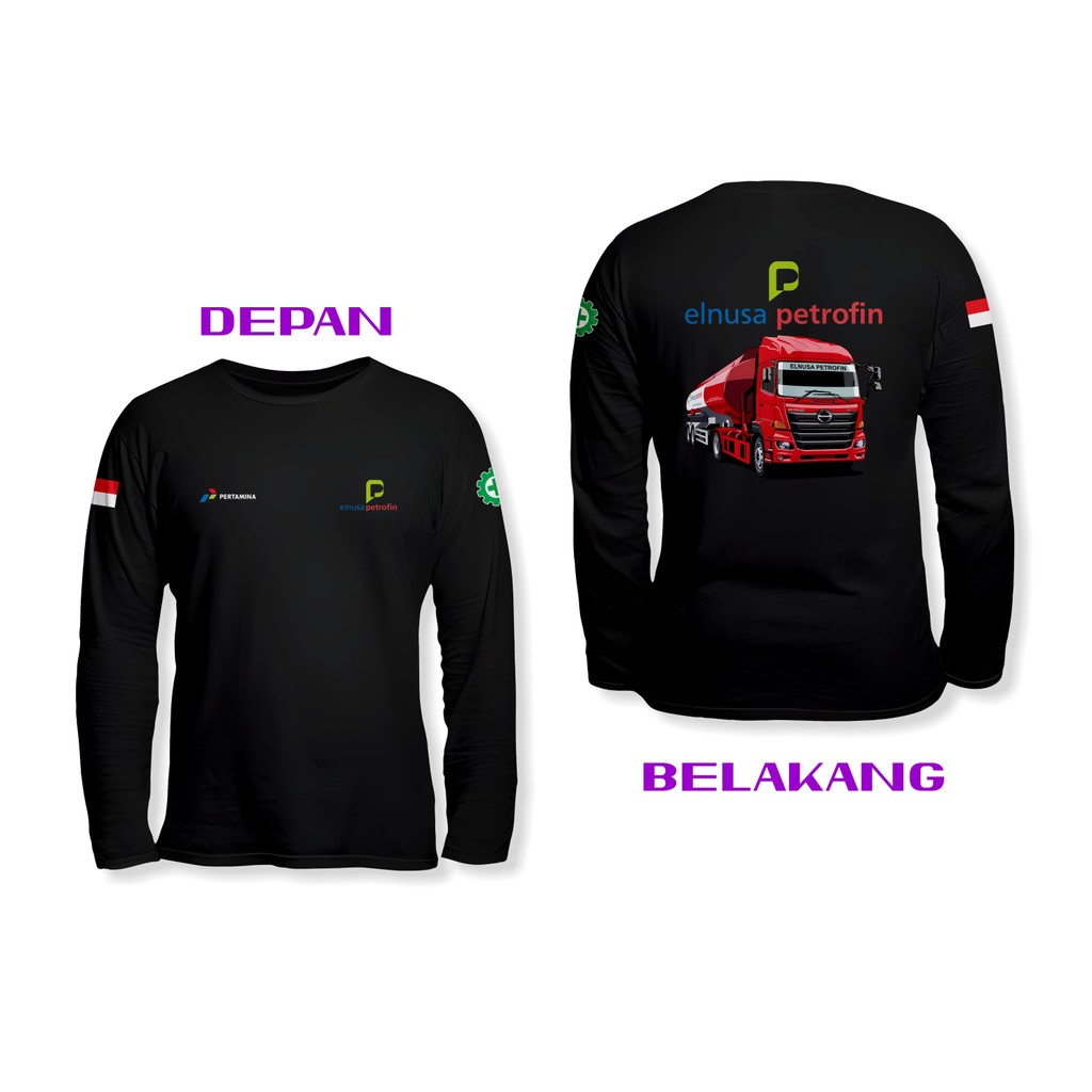 Baju Kaos Truk Tangki Hino Elnusa Petrofin Logo DB Lengan Panjang Kaos Distro