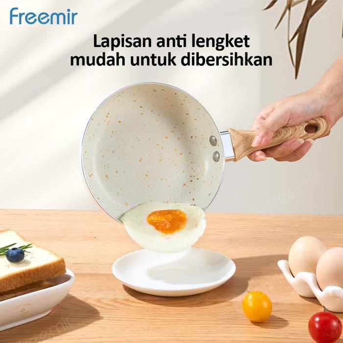 [Crehom] Freemir Set Wajan Panci Kopi Mini Gemoy + Teflon 16 Cm Beige New Paket Wajan Sarapan Mini