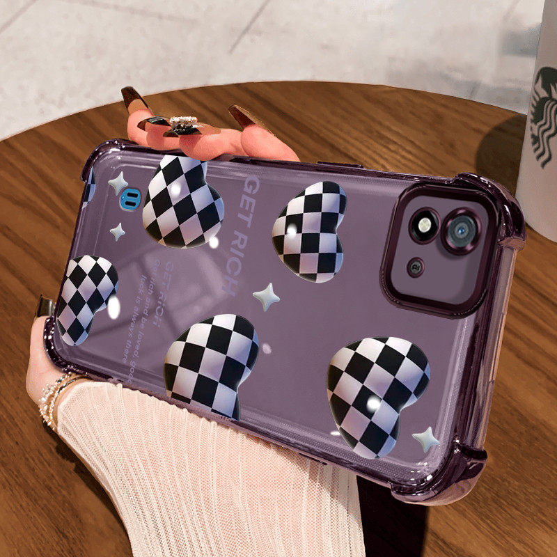 Casing Hp untuk Realme C20 C20A C11 2021 C11 2020 Narzo 50i Case Hati motif papan catur Kasing Airba