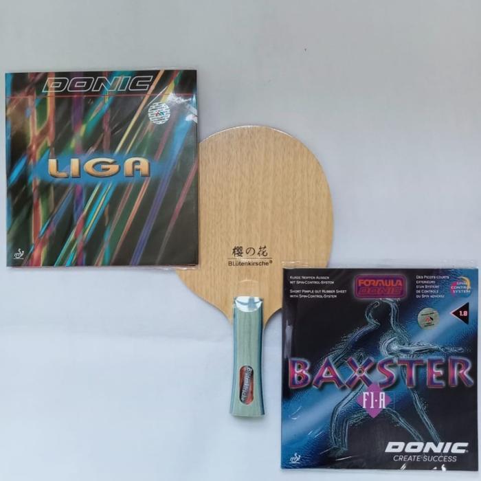 BAT PINGPONG CARBON PLUS KARET DONIC DAN BINTIK SERANG SET