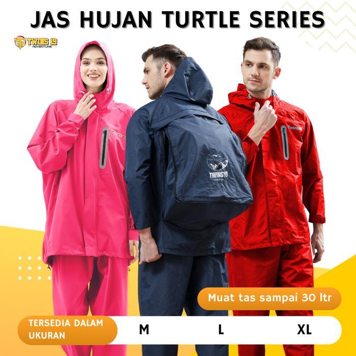 SIAPKIRIM Jas Hujan Turtle Backpack Series Twins19 Mantel Mantol Cewek Cowok Pria Wanita Raincoat