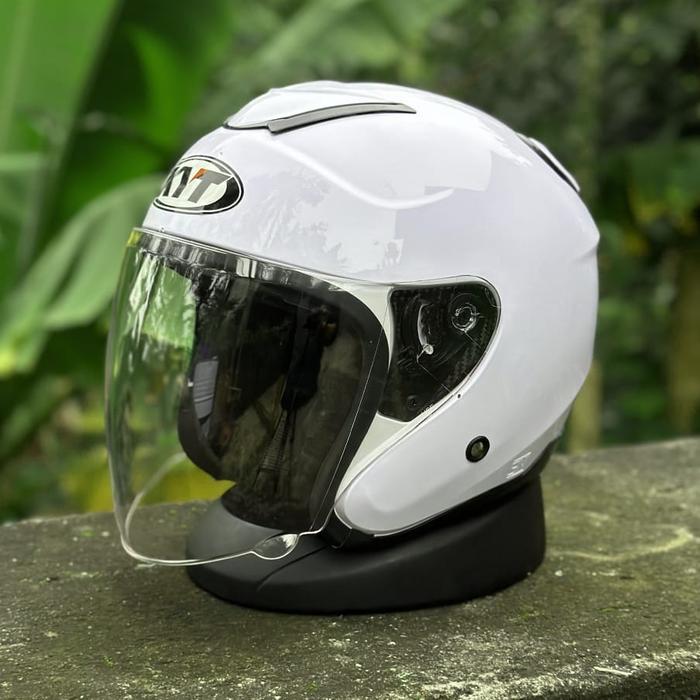 Helm Kyoto Merk MLA Merah Hitam Gratis Stiker Busa Dapat Dilepas Anti Maling Size M L XL Kaca Motor 