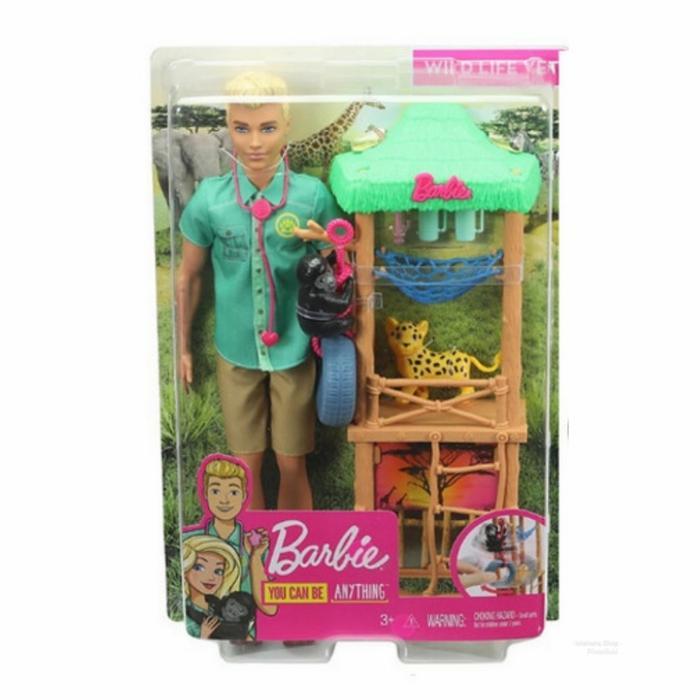 Boneka Mattel Ken Wildlife Vet & Dog Trainer Doll Playset - Blonde Wildlife