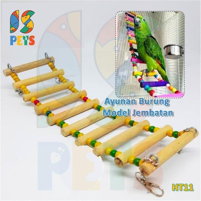 Terlaris Ayunan Burung Jembatan Tali Mainan Lovebird Parkit Falk Conure Ht11