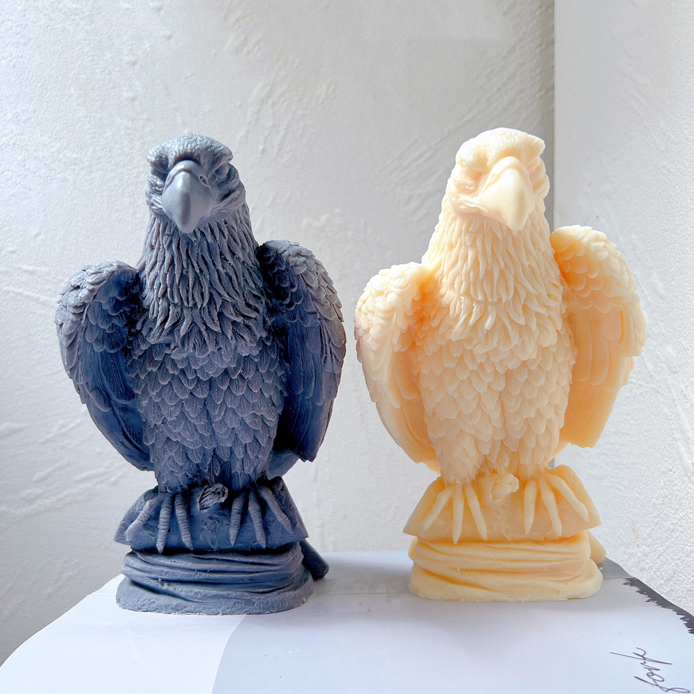 Sitting On Branch Eagle Candle Mold Carved Animal Sculpture Wax Silicone Molds Bird Statue Figure