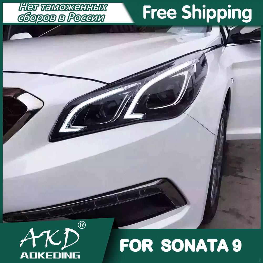 Car For Hyundai Sonata 9 2015-2017 Headlights Drl Hella Led Bi Xenon