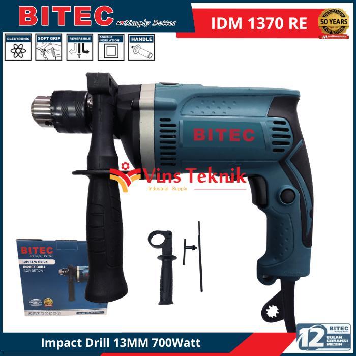 Ada Stok BITEC IDM 1370 RE Mesin Bor Tembok Listrik Impact Drill Hammer Drill 13MM 700Watt IDM1370RE