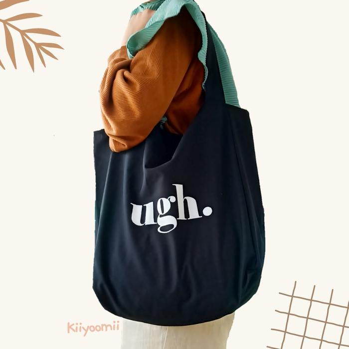 Ugh Totebag Tas Oversize Jumbo tas Tote bag wanita pria uniseks kuliah kampuse sekolah besar resleti