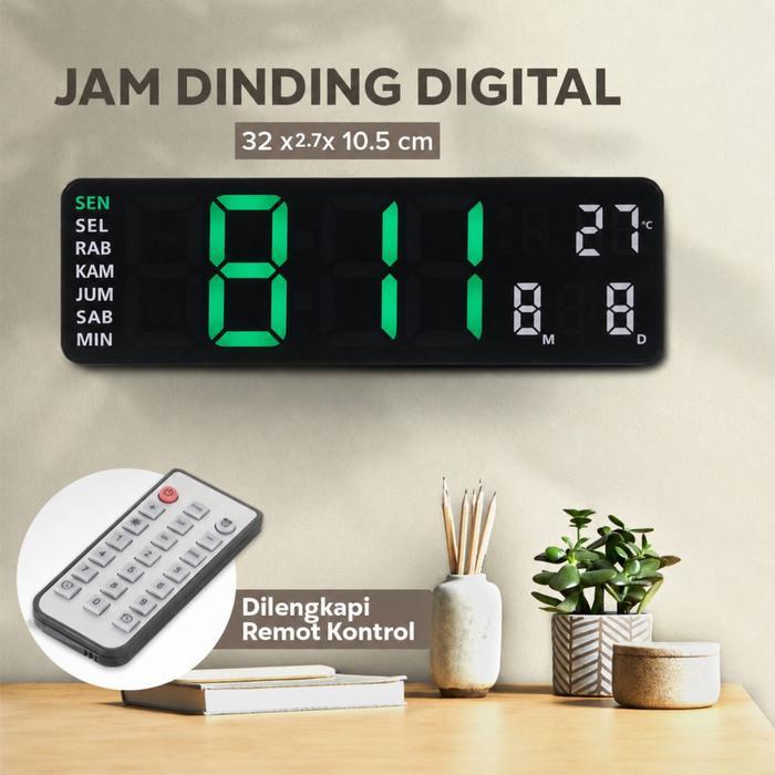 Jam Dinding Digital Minimalis Multifungsi with Remote - 6629