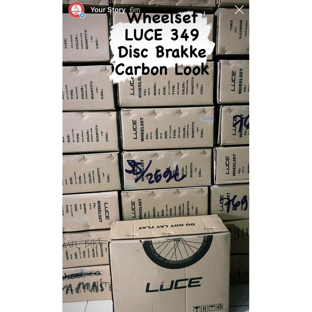 TERBARU WHEELSET 16 349 LUCE DISC BRAKE CARBON LOOK JANGKRIK SEPASANG