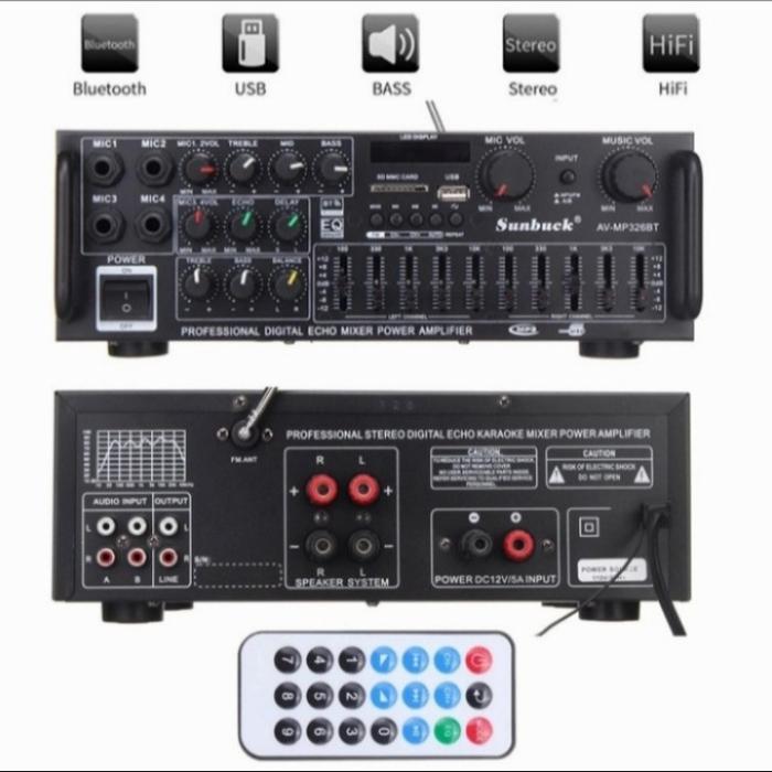 Power amplifier karaoke sunbuck EQ usb bluetooth 2000w