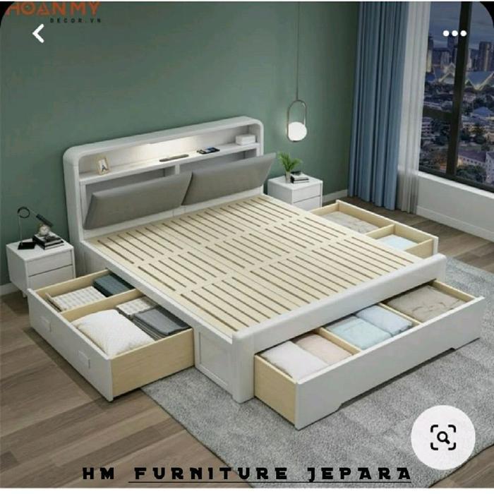 Dipan kasur 180x200 minimalis laci | Dipan kayu jati murah | Dipan 160x200 | Dipan terbaru 2025 | Di