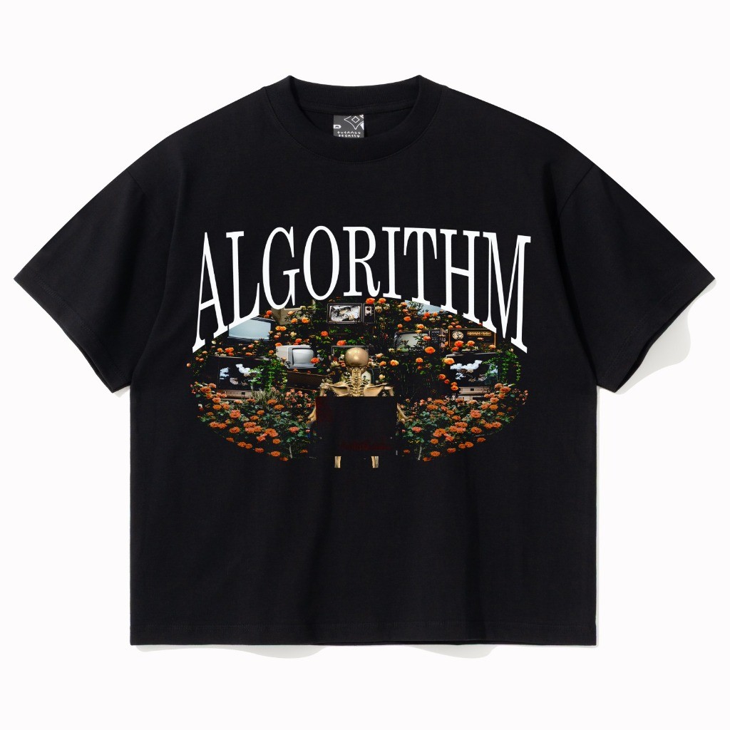 OverallDecking Boxy Cut T-Shirt katun 20s Kaos Pria Layar Algoritma