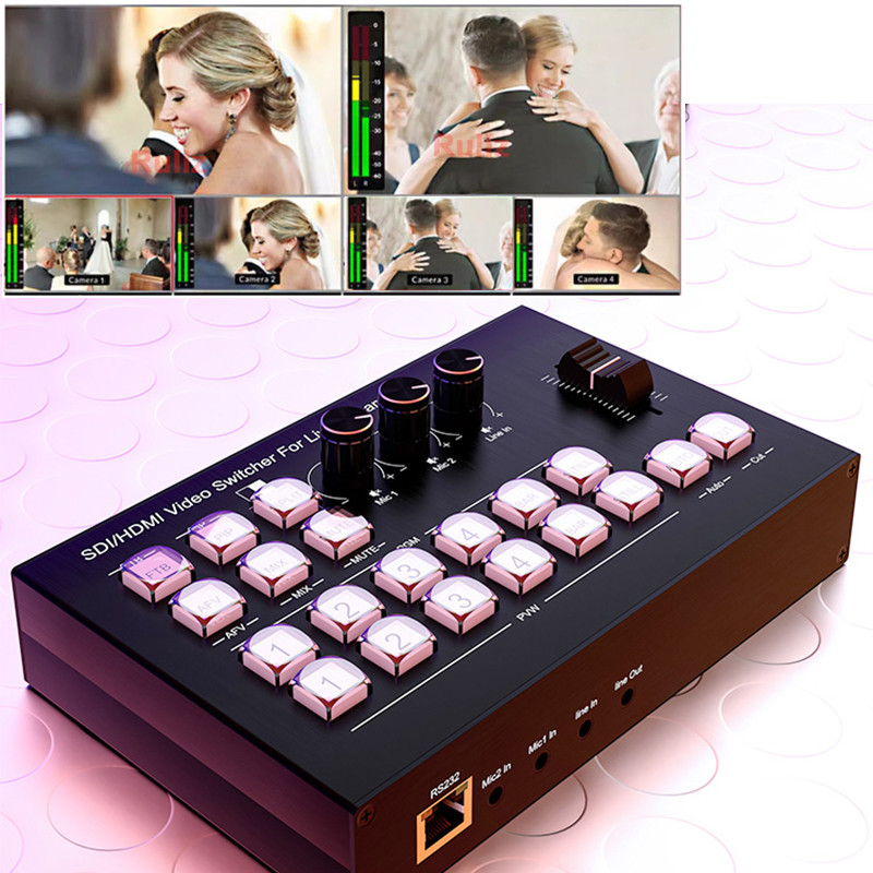 Best 4K Video Mixer Switcher 4 CH HDMI Multi Camera Streaming Live Production Broadcasting Station S