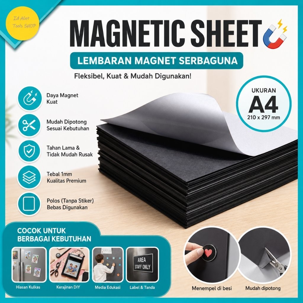 Magnet Lembaran Tape Flexible Magnet Strip Lembaran Tebal Magnetic Sheet Lembar Double Tape Flexibel