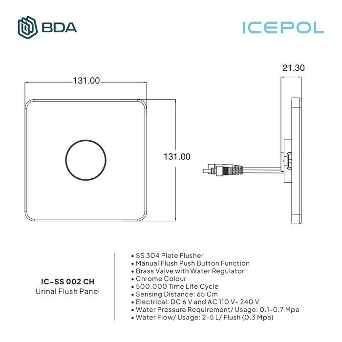 Icepol Sensor Urinal Flush Push Kran Urinoir Keran Air Urinoir Flush Valve IC SS 001 / 002