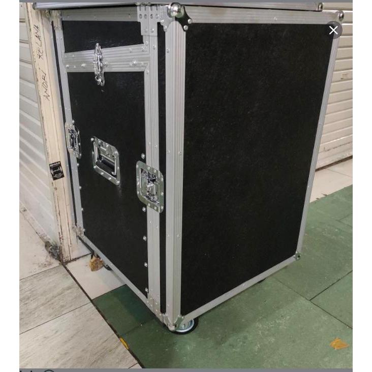 Box Hardcase rack sound 10U + mixer / 10u plus mixer lapisanfiberglas hitam - 3 PINTU