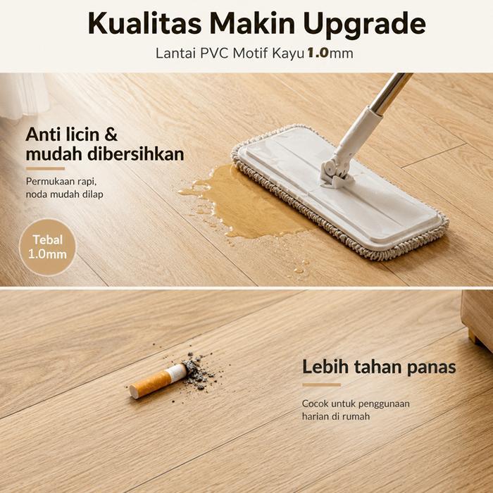 Pengiriman hari iniKetebalan 1.0 mm Karpet Lantai Motif Kayu / Karpet Lantai Roll Vinyl Roll/ Vinyl