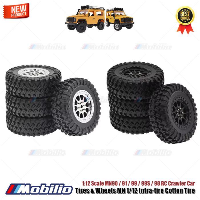 Ban Dan Velg 4Pcs Upgrade Tires & Wheels Mn 1/12 Intra-Tire Cotton Tire Mn90 / 91 / 99 / 99S / 98 Rc