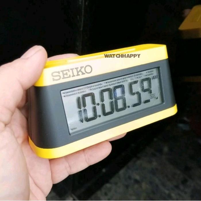 Watchhappy Jam MEJA DIGITAL ALARM SEIKO QHL091Y Selectable 3 Original Alarm Stopwatch Count down