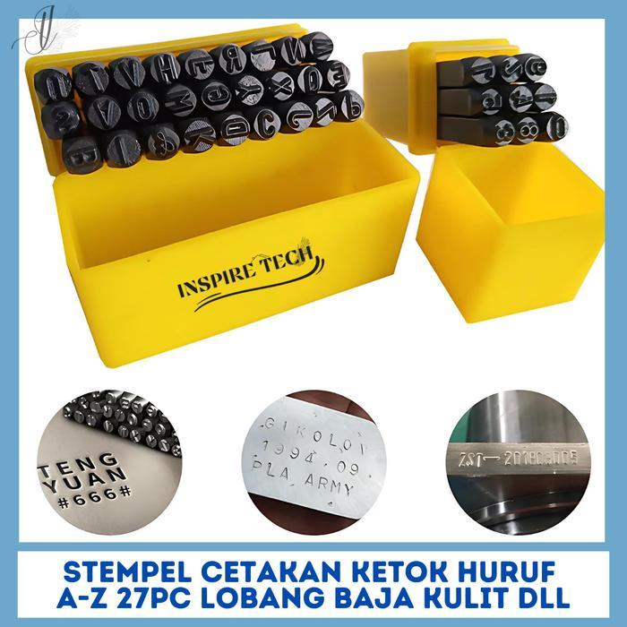 TERLARIS ALAT STEMPEL KETOK CETAK HURUF A-Z 27PC LOBANG BAJA KULIT DLL READY